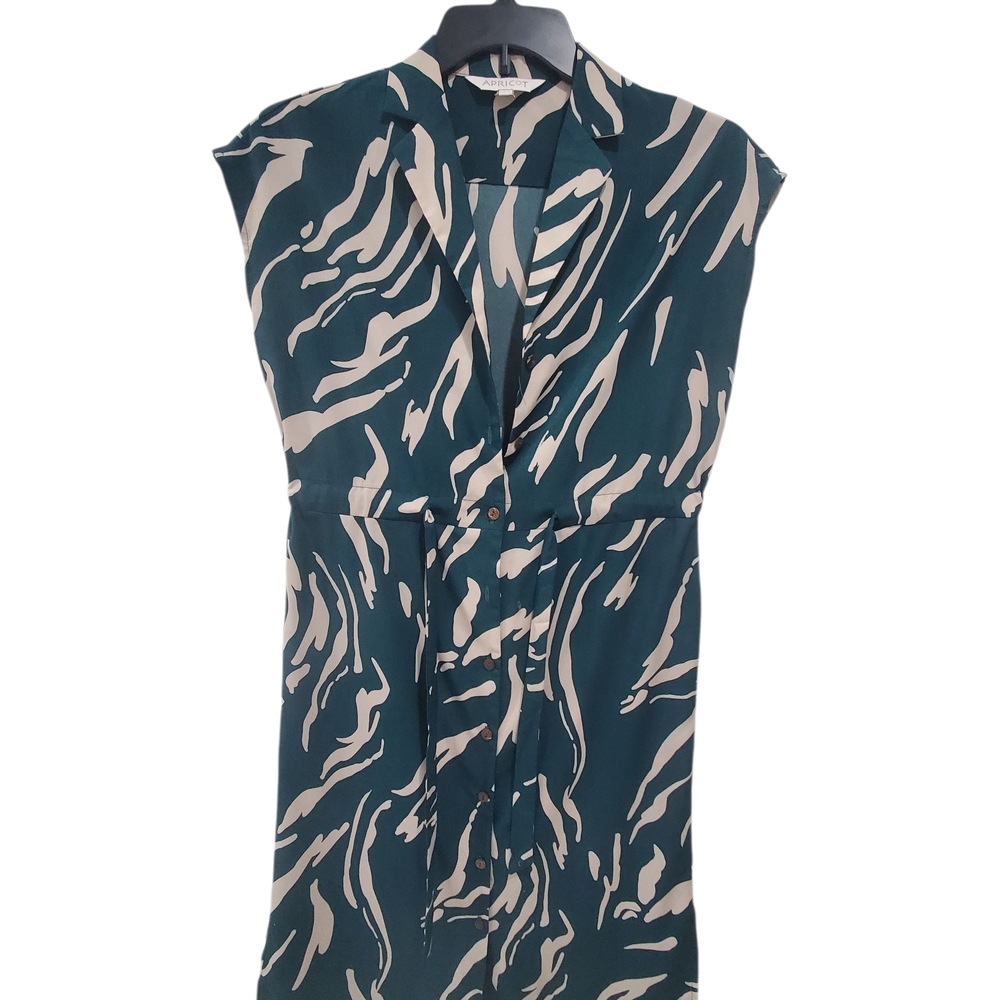 APRICOT White and Blue Sleeveless Midi Dress